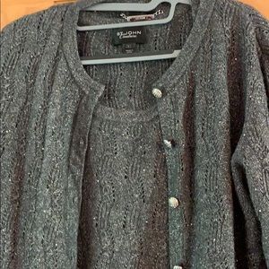 Sweater Set - St John Couture - L - silver sparkle